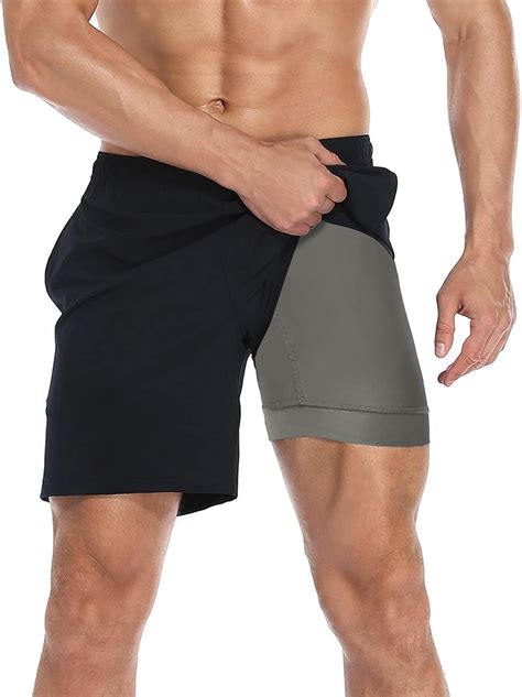 LRD Mens Athletic Workout Shorts with Compression Liner 7 inch Inseam ...