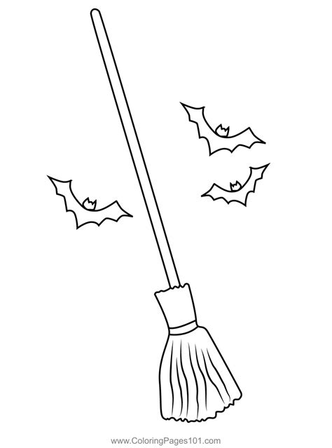 Witch Broom Coloring Page for Kids - Free Halloween Printable Coloring Pages Online for Kids ...