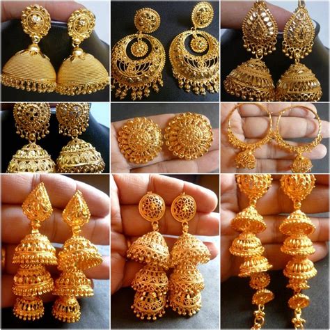 22K Gold Plated Indian Different Variation Jhumka Earrings Step Ball Wedding Party Gorgeous ...