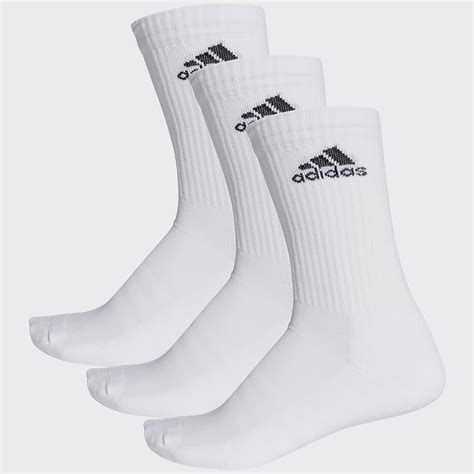 Adidas 3-Stripes Performance Crew Socks (3 Pairs) - White/Black - Tennisnuts.com