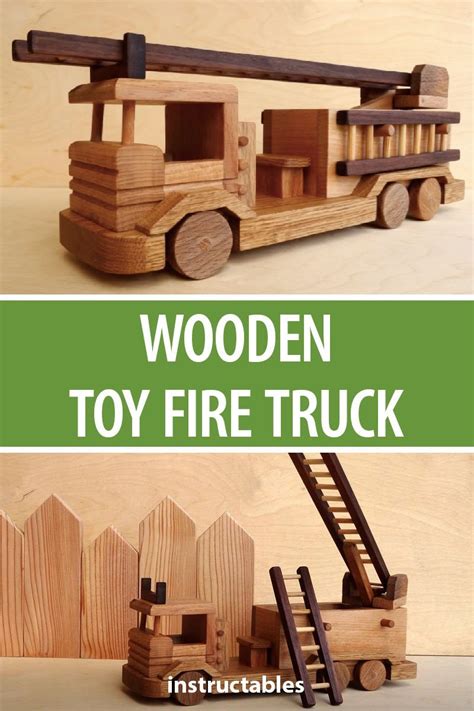 Make a toy fire truck completely from wood. It's durable, looks great ...