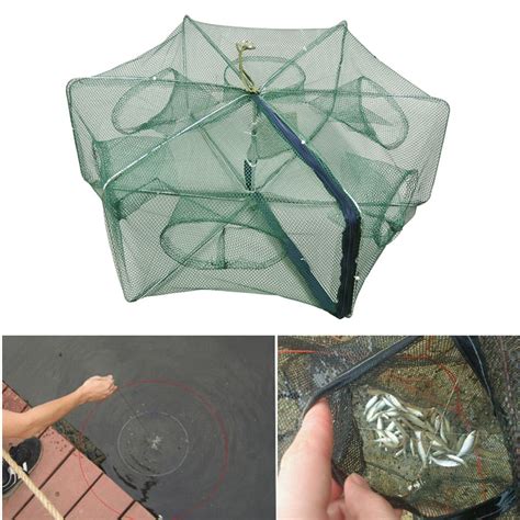 Fishing Bait Trap Foldable Fish Minnow Crayfish Shrimp Net Trap Cast ...