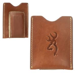 Browning Full Grain Leather Magnetic Money Clip With Card Pocket -NEW