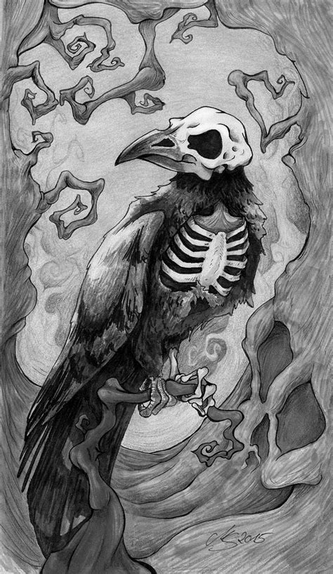 Dark Raven (monochrome) | Dark art drawings, Creepy art, Art inspiration