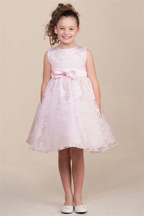 Light Pink Floral Satin Bow Dress - Pink Princess