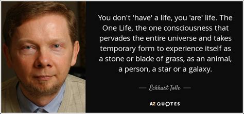 Eckhart Tolle quote: You don't 'have' a life, you 'are' life. The One...