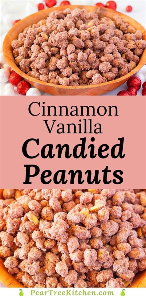 Recipe for an easy to make 4 ingredient cinnamon vanilla candied peanuts. Make several batche ...
