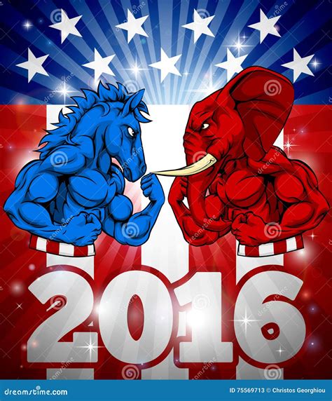 Donkey Vs Elephant 2016 Election Concept Editorial Stock Photo - Illustration of democrats ...