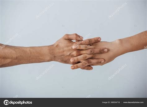 Cropped View Men Holding Hands Isolated Grey — Stock Photo © AndrewLozovyi #366554716