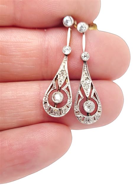 Edwardian diamond drop earrings SKU: 7023 DBGEMS