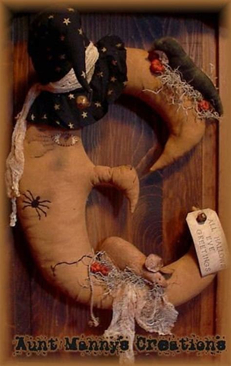 Primitive Vintage Style Old Witch Moon Door Hanger With Mouse and Crow Epattern - Etsy