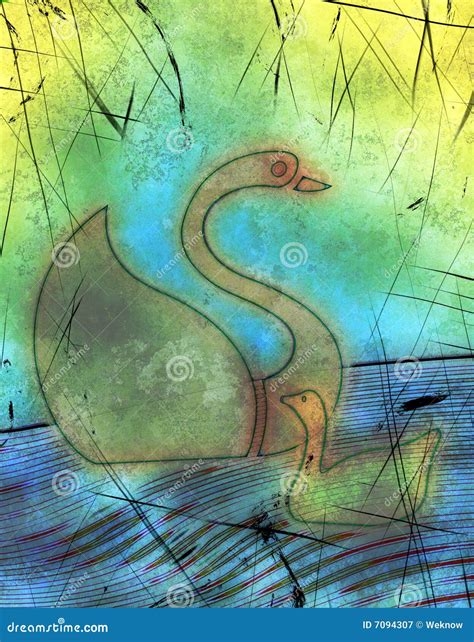 Swan and duck stock illustration. Illustration of antique - 7094307