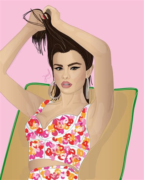 Selena Gomez X Vogue Illustration. Ig: JulietaAbramian Celebrity Portraits, Beautiful Long Hair ...