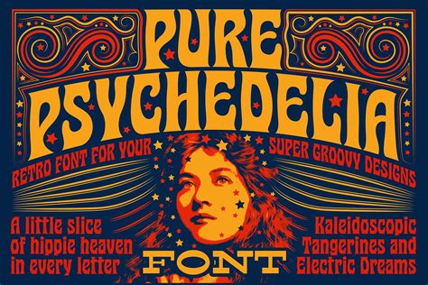 Pure Psychedelia Font | Hippie font, Retro font, 60s font