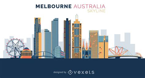 Melbourne Skyline Design Vector Download