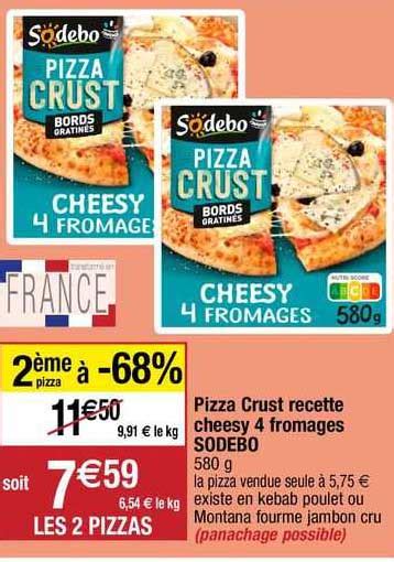 Promo Pizza Crust Recette Cheesy 4 Fromages Sodebo chez Migros France ...