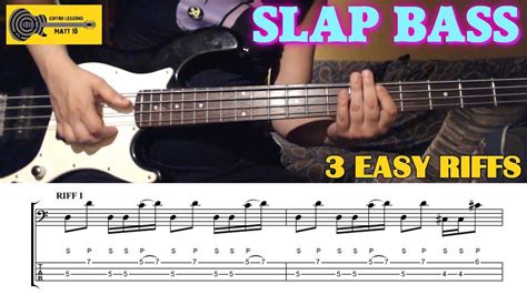 SLAP BASS Riffs For Beginners - 3 Easy Slap Bass Lines Riffs - BASS LESSON TUTORIAL with TABS ...