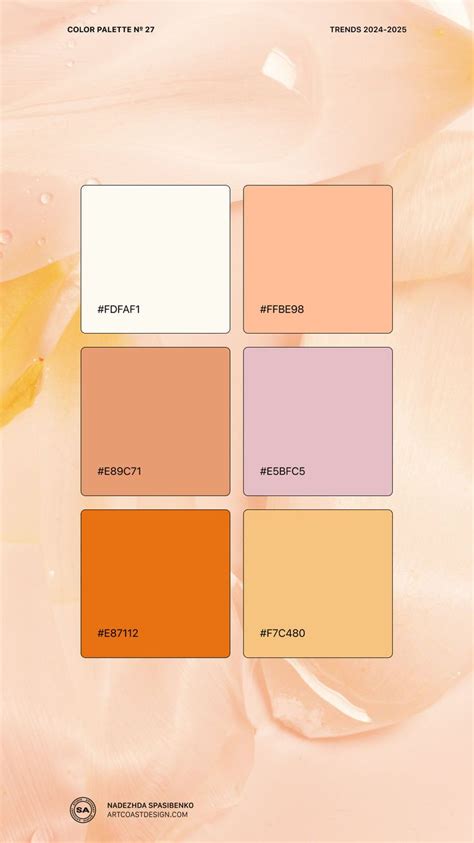 Exploring the 2024 Color Trends: Peach Fuzz Palettes — Artcoast Studio | Vintage colour palette ...