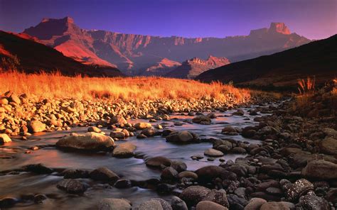 drakensberg and tugela river at sunset royal natal national park south africa Wallpapers HD ...