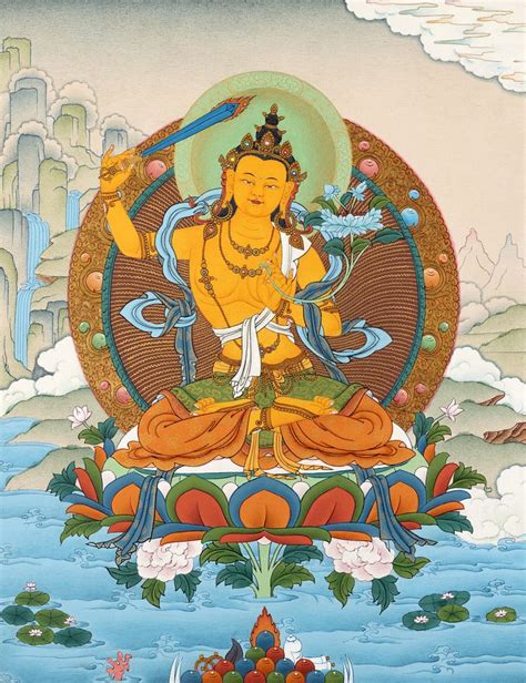 Manjushri Bodhisattva Thangka Tibetan Vajrayana Buddhist Art | Etsy in ...