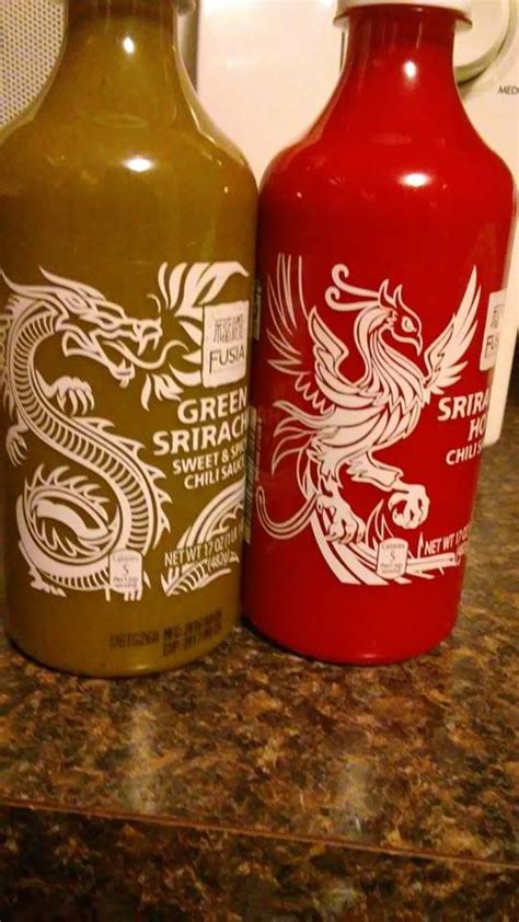 Dragon and Phoenix.... Green Sriracha and Red Sriracha | Hot sauce bottles, Sauce bottle, Green