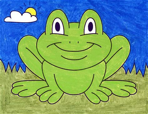 Easy How to Draw a Frog Tutorial and Frog Coloring Page
