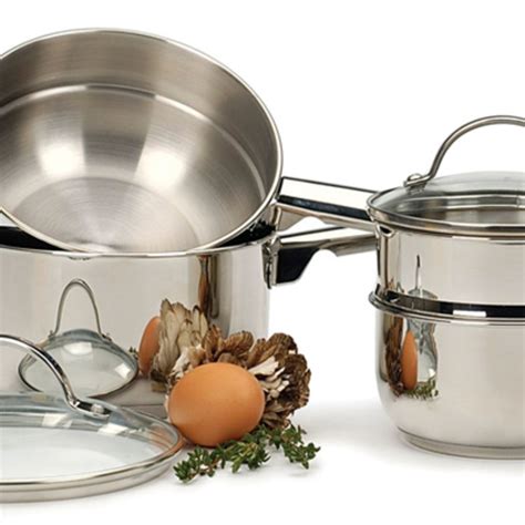 Stainless Steel Double Boiler with Glass Lid - 2 Qt.