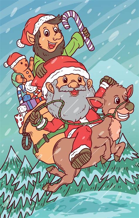 Santa Claus And Helper Christmas 14420371 Vector Art at Vecteezy