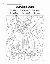Pete The Cat Color By Code Numbers 1 6  cat sketch template