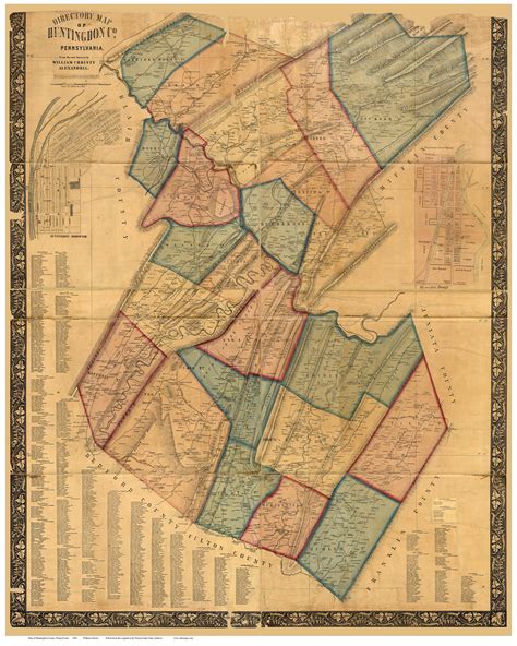 Huntington County Pennsylvania 1856 - Old Map Reprint - OLD MAPS