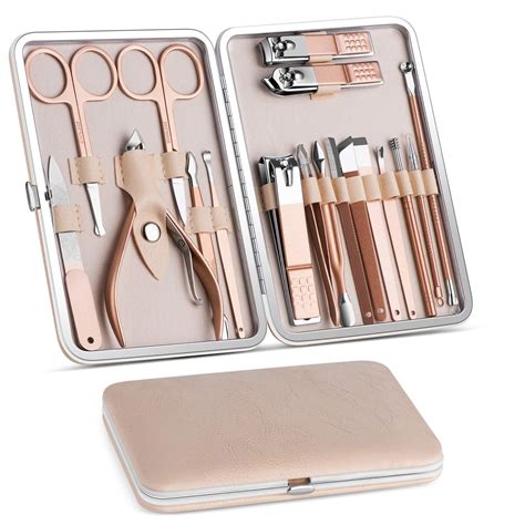 Manicure Set, Pedicure Kit, Nail Clippers, Professional Grooming Kit, Nail Tools 18 In 1 with ...