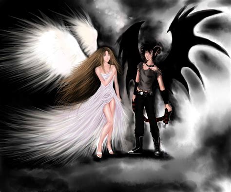 Angel and Demon.. by TheliaZein on deviantART | Angels and demons, Angel wallpaper, Anime angel