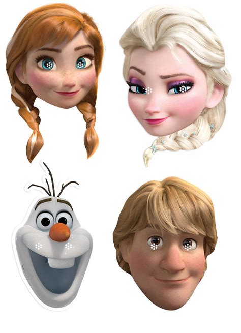 Frozen Official Anna Elsa Olaf Kristoff Disney 2D Card Party Face Masks ...