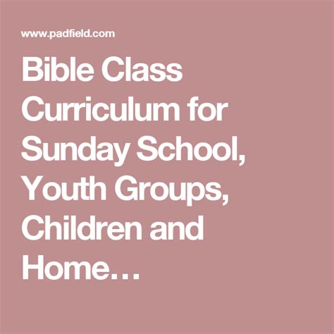 Bible Class Curriculum for Sunday School, Youth Groups, Children and ...