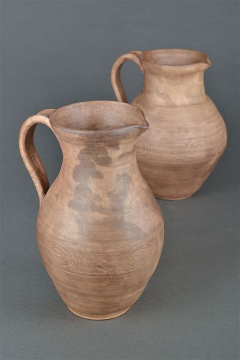 Clay jug with handle 50689785 - BUY HANDMADE GOODS at MADEHEART.COM