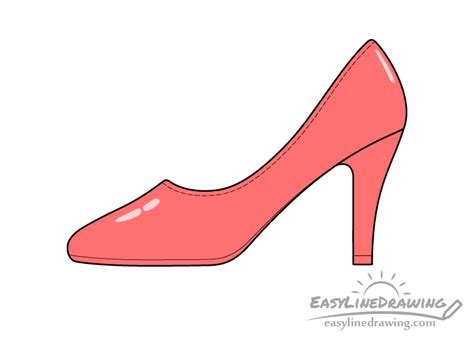 How to Draw a High Heel Shoe Step by Step - EasyLineDrawing