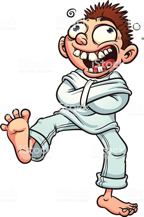 Crazy cartoon guy in a straight jacket. Vector illustration with...