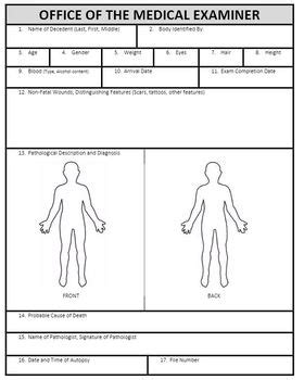 CSI Lab Autopsy Report by Mrs Stotts Science Store | TPT