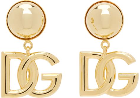 Dolce&Gabbana: Gold Clip-On Logo Earrings | SSENSE