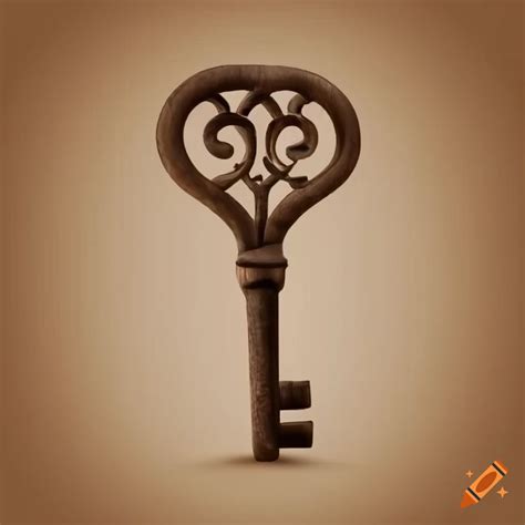 Sepia-toned image of a medieval key on Craiyon