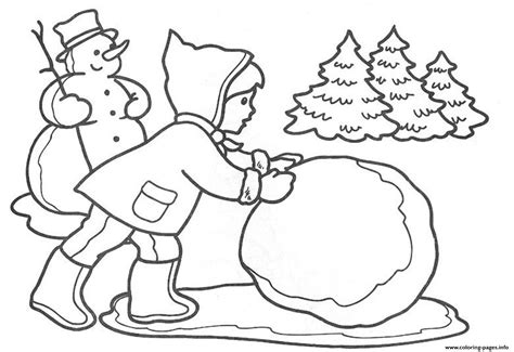 Making Snowball Winter S For Kids4ec1 Coloring page Printable