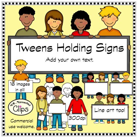 Tweens Holding Signs - Clip Art | Clip art, Art, Tween