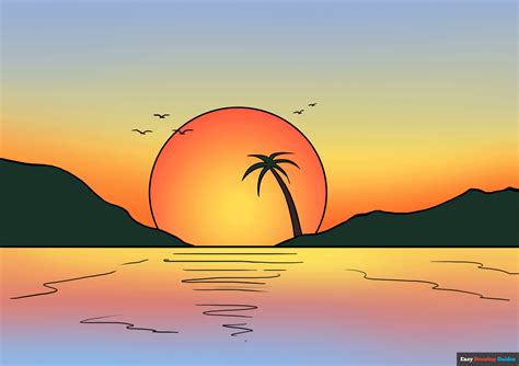 How To Draw A Sunset Really Easy Drawing Tutorial Eas - vrogue.co