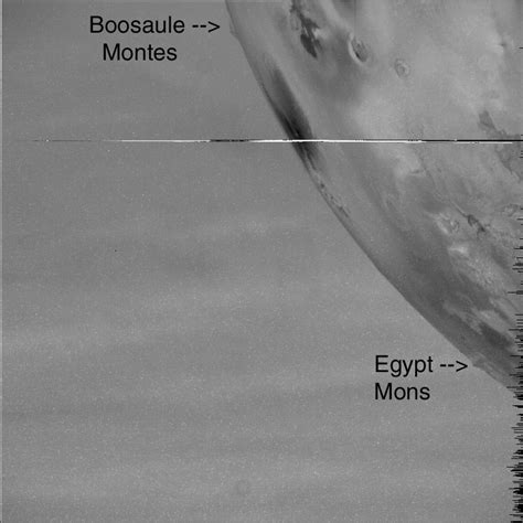 Montes Boösaule y Egipto, Ío. Sonda New Horizons, NASA.