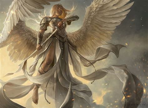Photo Wallpaper Girl Blonde Armor Angel Girl Sword Fantasy Art | Sexiz Pix