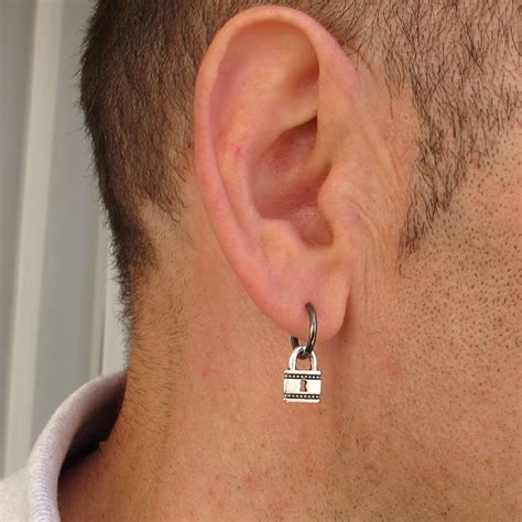 Key Lock Drop Earring for men. Padlock mens earring, Unique earring for him. Mens Jewelry, Cool ...