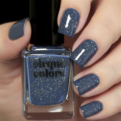 Majolica - Dark Blue Nail Polish - Gold Metallic Flakie Speckled Nails - Vegan Nail Polish in ...