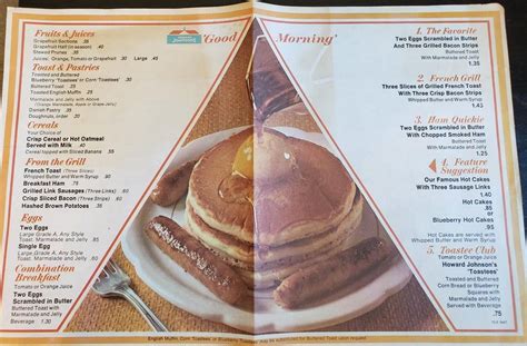 1970s Howard Johnsons menu placemat : VintageMenus | Vintage menu, Howard johnson's, Breakfast menu