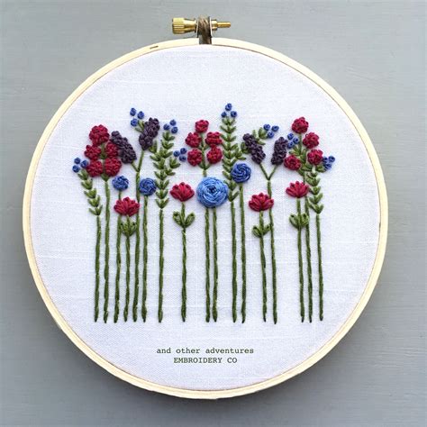 Wildflowers Embroidery Hoop Art - Purple & Crimson - And Other ...