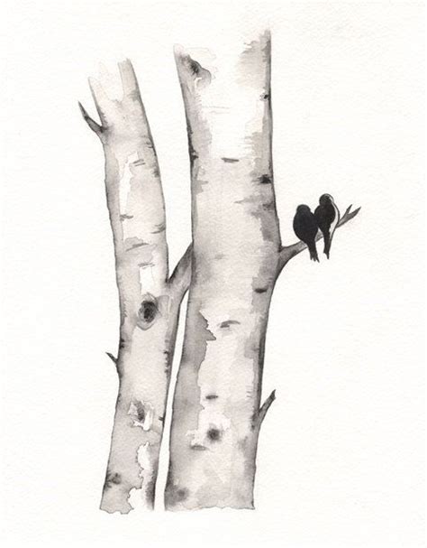 Black And White Birch Tree Painting at PaintingValley.com | Explore ...